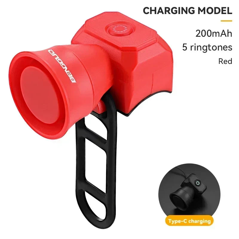 New Bicycle Horn Mountain Bike USB Charging Waterproof Electronic Bike Bell Riding Equipment Children's Scooter Accessories Pi-Mart