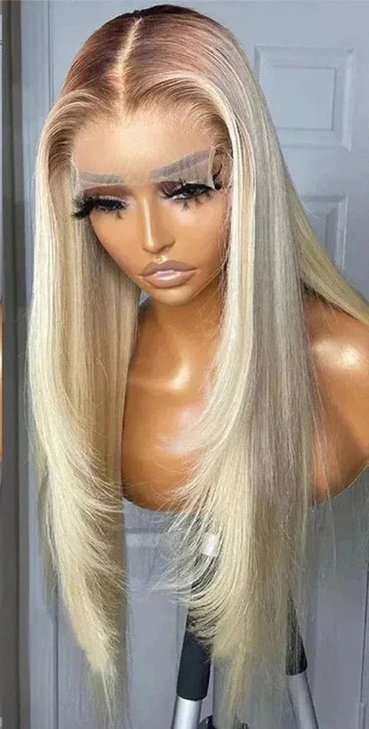 13X4 Ombre Blonde Frontal Wig Human Hair Remy Straight Transparent Lace 4 613 Lace Front Wig For Women HOL stores