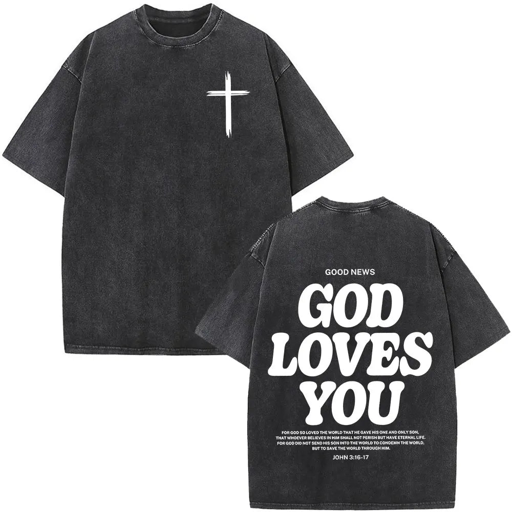 Christian Jesus Faith Over Fear Bible Verse Washed T-shirts Men Women Fashion Vintage Oversized T Shirts Harajuku Cotton T-shirt NovaCart