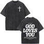 Christian Jesus Faith Over Fear Bible Verse Washed T-shirts Men Women Fashion Vintage Oversized T Shirts Harajuku Cotton T-shirt NovaCart