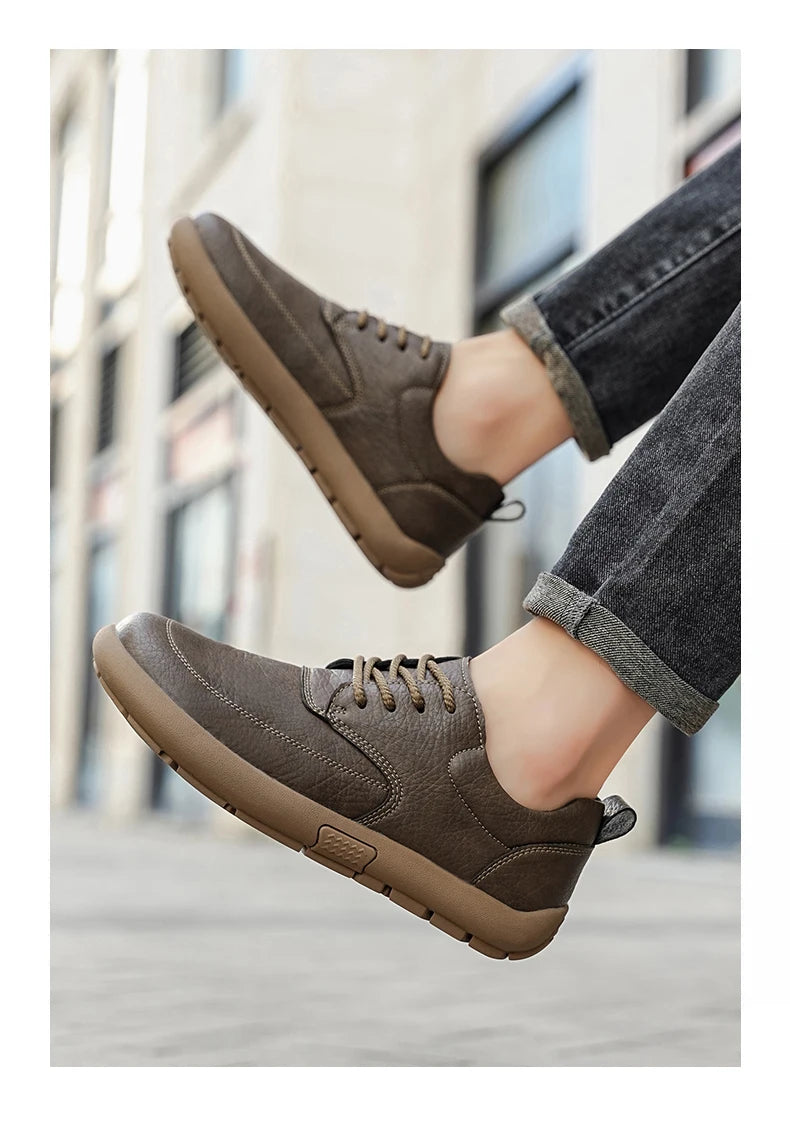 Shoes for Men Male Sneakers Leather Shoes Round Toe Apring and Autumn Wear-resistant Return To The Ancients Loafers All-match NovaCart