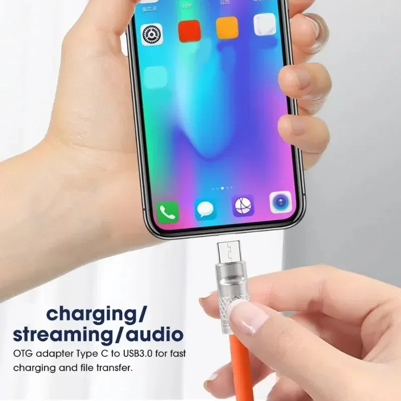 Liquid Silicone Cable Quick Charge 1M USB Cable USB C Charger Cable for Huawei Samsung Xiaomi 120W 6A Super Fast Charge Type C Pi-Mart