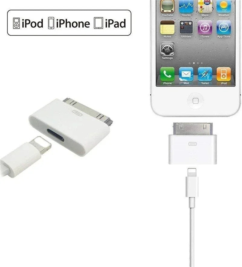 2pc Lighting To 30Pin Adapter 8Pin Male To 30 Pin Female Charging Sync ConverterFor IPhone 4 4S IPad 2 3 IPod Touch ChargerCable Pi-Mart