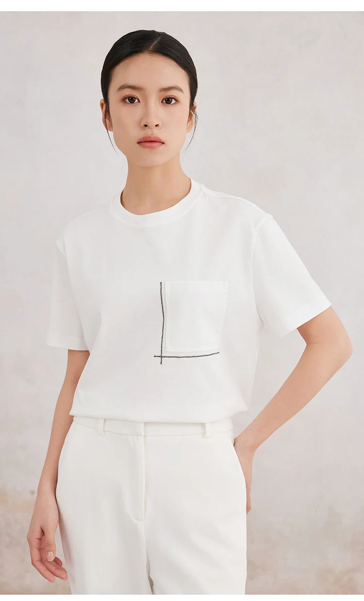 K3147W White Premium Clothes Ladies long staple cotton Tshirts Women's Clothing T-Shirt for Women NovaCart