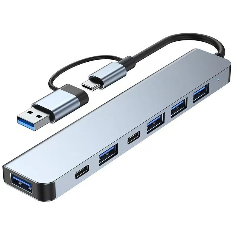 8in1 USB C Hub 4 USB Ports 1 USB-C Jack TF/SD Card Reader 3.5mm Audio Output for MacBook pro iPad pro iPhone 15 Laptop Pi-Mart