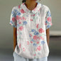 Printed  Puff Sleeve Peter Pan Collar Shirts Blouses