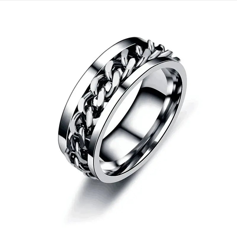 Spinning Anxiety Rings Free Shipping Items For Men Titanium Steel Rotatable Chain Fidget Joint Ring Jewelry Anillos De Hombres NovaCart