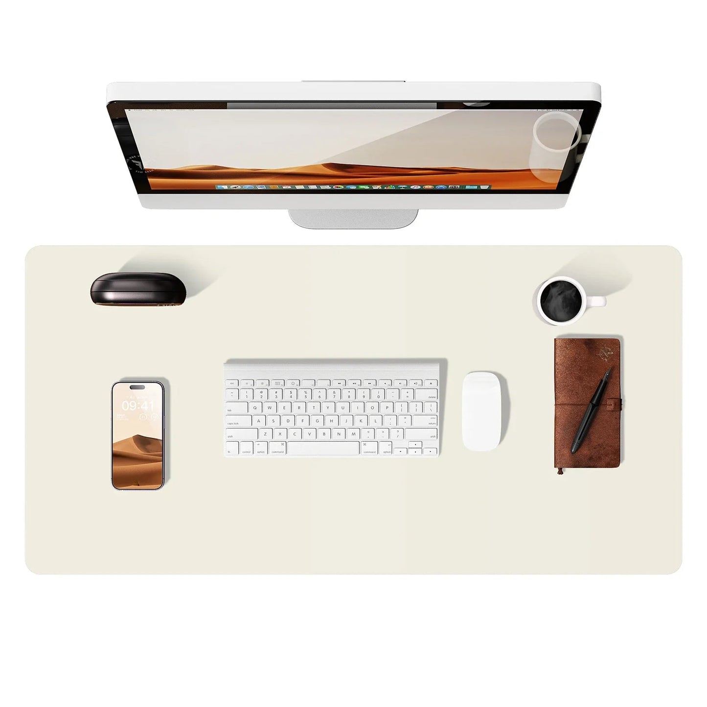 Large Mouse Pad,Office Desk Mat, Leather Desk Pad Protector, Non-Slip PU Leather Desk Blotter, Laptop Desk Pad Pi-Mart