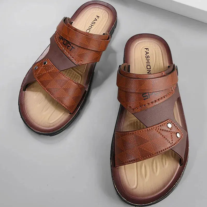 Leather Sandals For Men Summer Fashion Beach Shoes Male Trend Men's Casual Slippers Non-slip Open-toe Sandals Shoes Male NovaCart