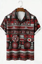 Men's New Linen Ethnic Tribal Style 3D Printed Shirt Hawaiian Tropical Breathable Comfortable Short-sleeved Lapel Clothes Men'S NovaCart