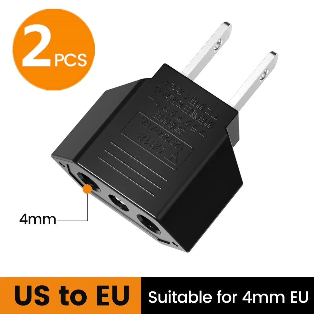 Elough 4.0mm US To EU Converter Plugs European EU To US America Travel Plug Adapter US to EU Power Adapter Electrical Plug Pi-Mart