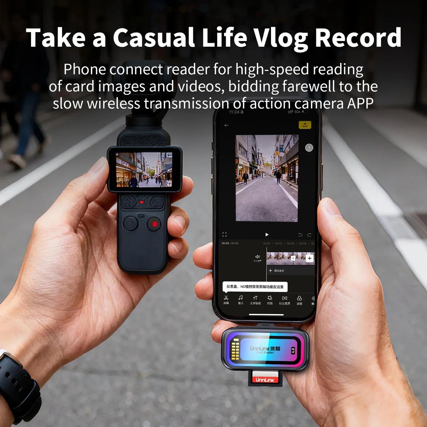 Unnlink SD & Micro SD 4.0 Card Reader UHS-II, USB-C to SD TF Memory Card Adapter for Mac iPhone 16/17 to Drone Action Camera Pi-Mart