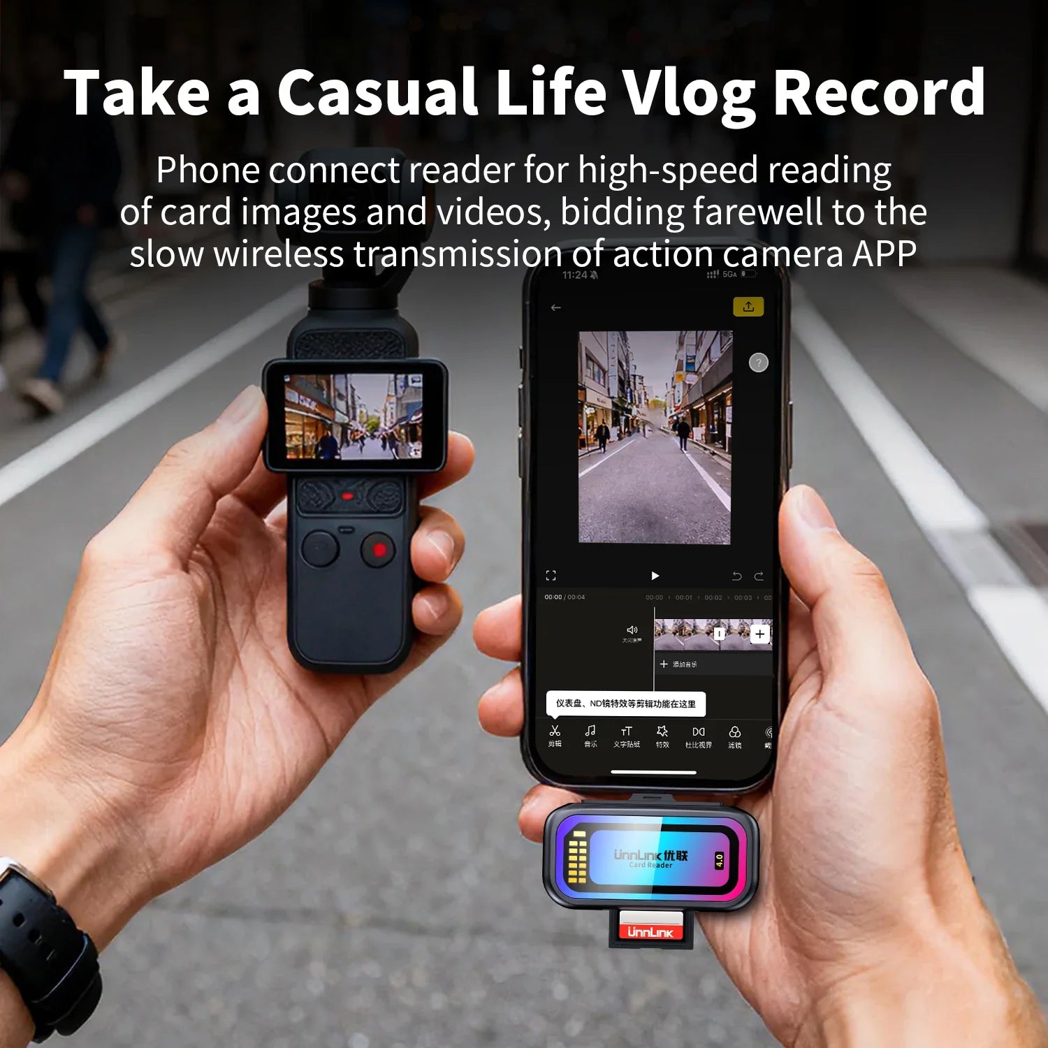 Unnlink SD & Micro SD 4.0 Card Reader UHS-II, USB-C to SD TF Memory Card Adapter for Mac iPhone 16/17 to Drone Action Camera Pi-Mart