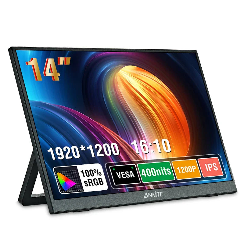 14 Inch Portable  Touch Monitor Non-touch optional 16:10 400cd/m2 Gaming Computer Expand Display For XBox PS4/5 Switch Loptop Pi-Mart