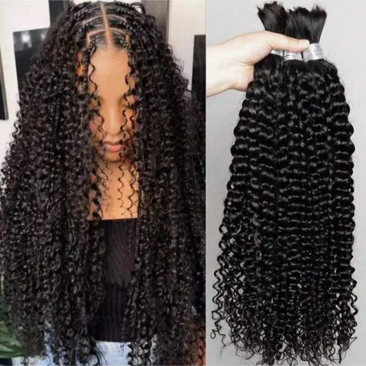 Human Hair Bulk For Braiding 2 Bundles Deep Wave Human Hair Extensions Human Braiding Hair For Boho Braids Water Wave Curly Hair NovaCart