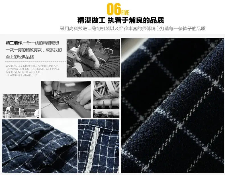 Checked pants for man Black Casual Pants Men Trousers Streetwear Mens linen Pants Slim Fit Male Plaid Pant men\'s Check Pants NovaCart
