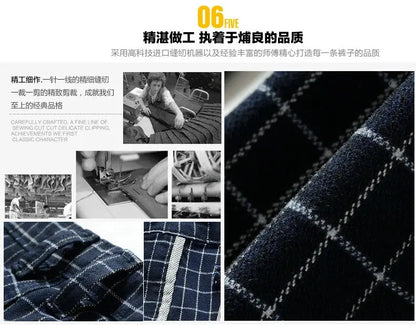 Checked pants for man Black Casual Pants Men Trousers Streetwear Mens linen Pants Slim Fit Male Plaid Pant men\'s Check Pants NovaCart
