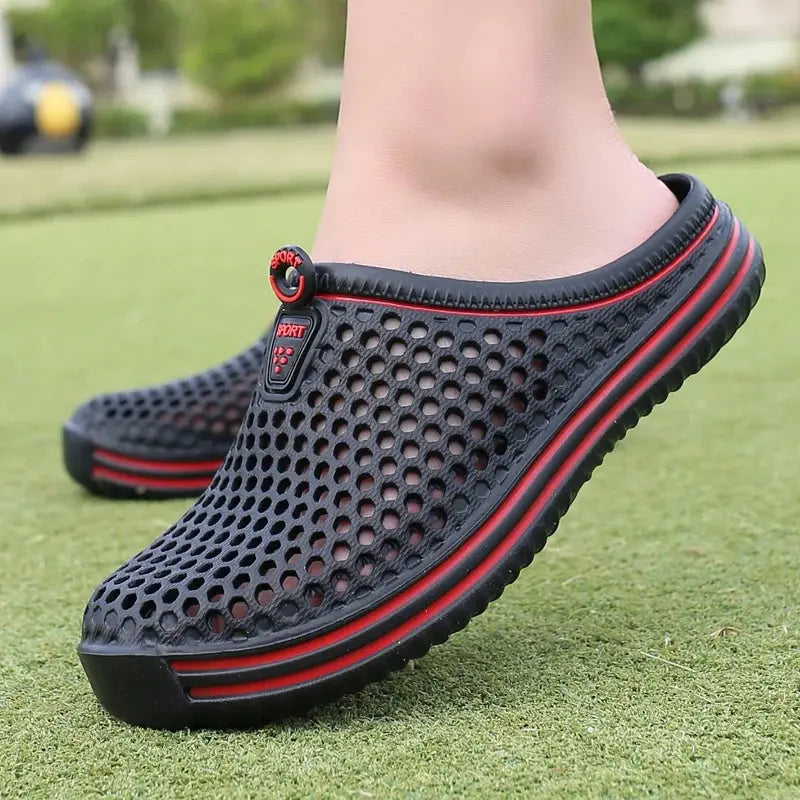 Summer Couple Breathable Half Slippers Men Outdoor Baotou Hole Sandals Beach Flip-flops Men's Casual Flip-flops Platform Sandals NovaCart