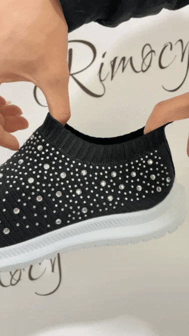 2024 New Crystal Breathable Mesh Sneaker Shoes for Women Comfortable Soft Bottom Flats Plus Size 43 Non Slip Casual Shoes Woman NovaCart