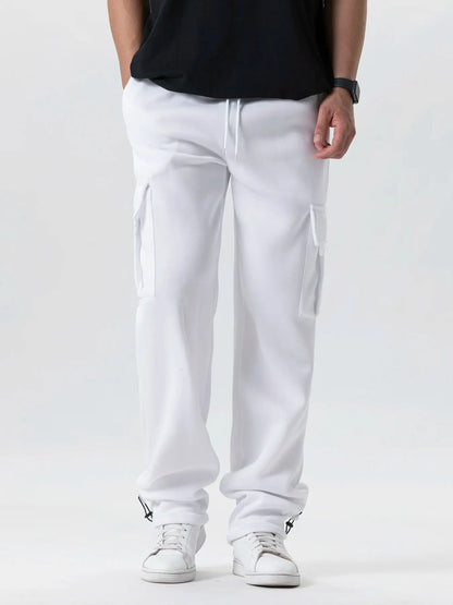 Mens Sweatpants Straight Fit Joggers for Sports and Streetwear Loose Oversized Drawstring Long Pants Men Multi-pocket Pants NovaCart
