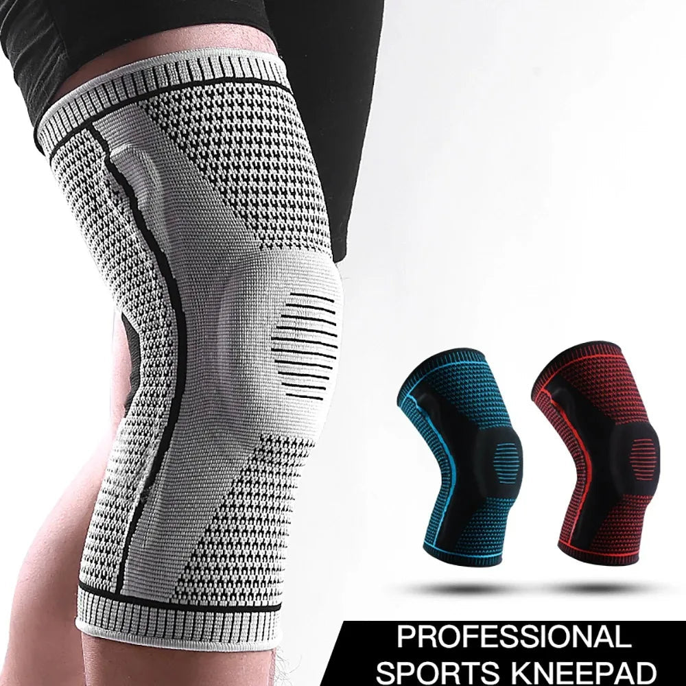 1PC Silicone Knee Pads Strap Patella Medial Support Meniscus Compression Knee Braces for Running Sport Knee Protection Pi-Mart