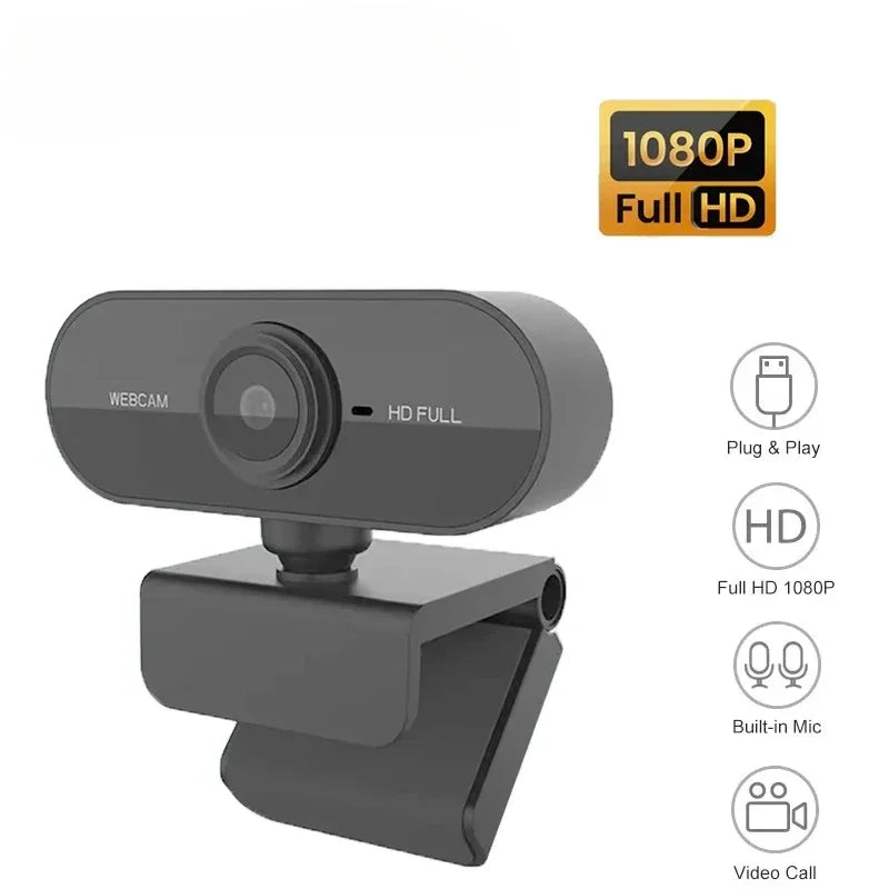 Webcam 1080P Web Cam for Pc Drive-free USB Rotatable Camera with Microphone for Desktop Computer for Video Calling Conference Pi-Mart