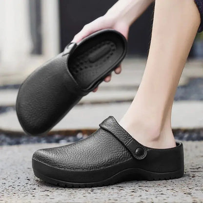 2025 Men's EVA Sandals Summer Large Black Kitchen Anti-Slip Work Shoes Waterproof Oil-Repellent Chef Shoes Kitchen Accessories NovaCart