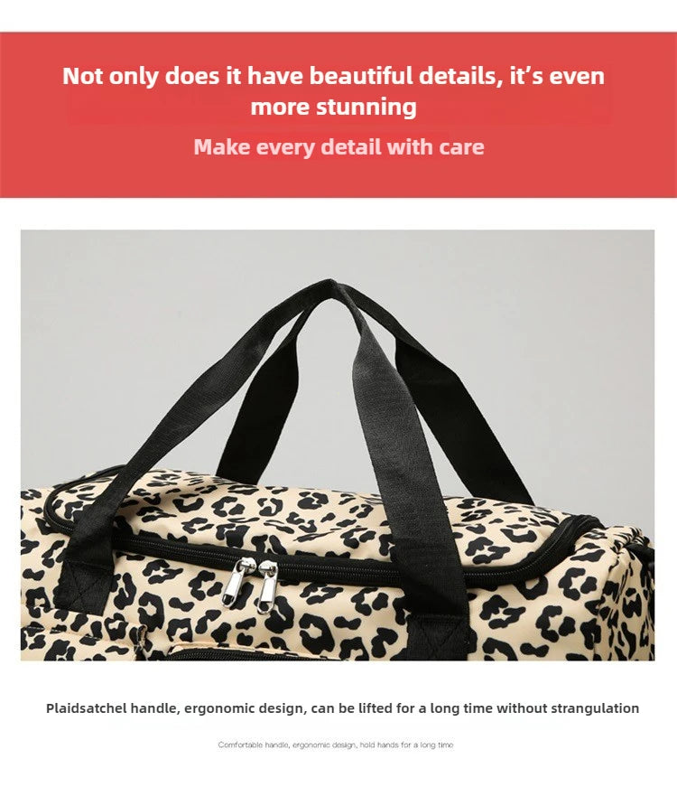 Classic Leopard Print Large Capacity Leisure Luggage Bag with Multiple Pockets and Shoe Compartment Sports Fitness Travel Bag NovaCart