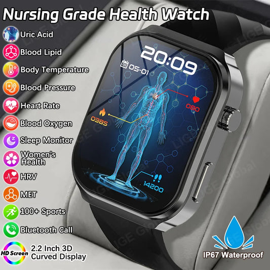 LIGE New Blood Lipid Uric Acid Analysis Health Smart Watch For Men Women Blood Pressure Blood Oxygen Clock Call Smart Watch 2026 NovaCart