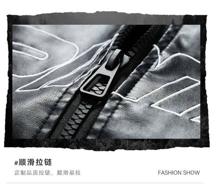 Men's Leather Jacket 2026 New Fall Standing Collar Motorcycle Coat PU Leather Jacket Trendy American Casual Outfit Coat NovaCart
