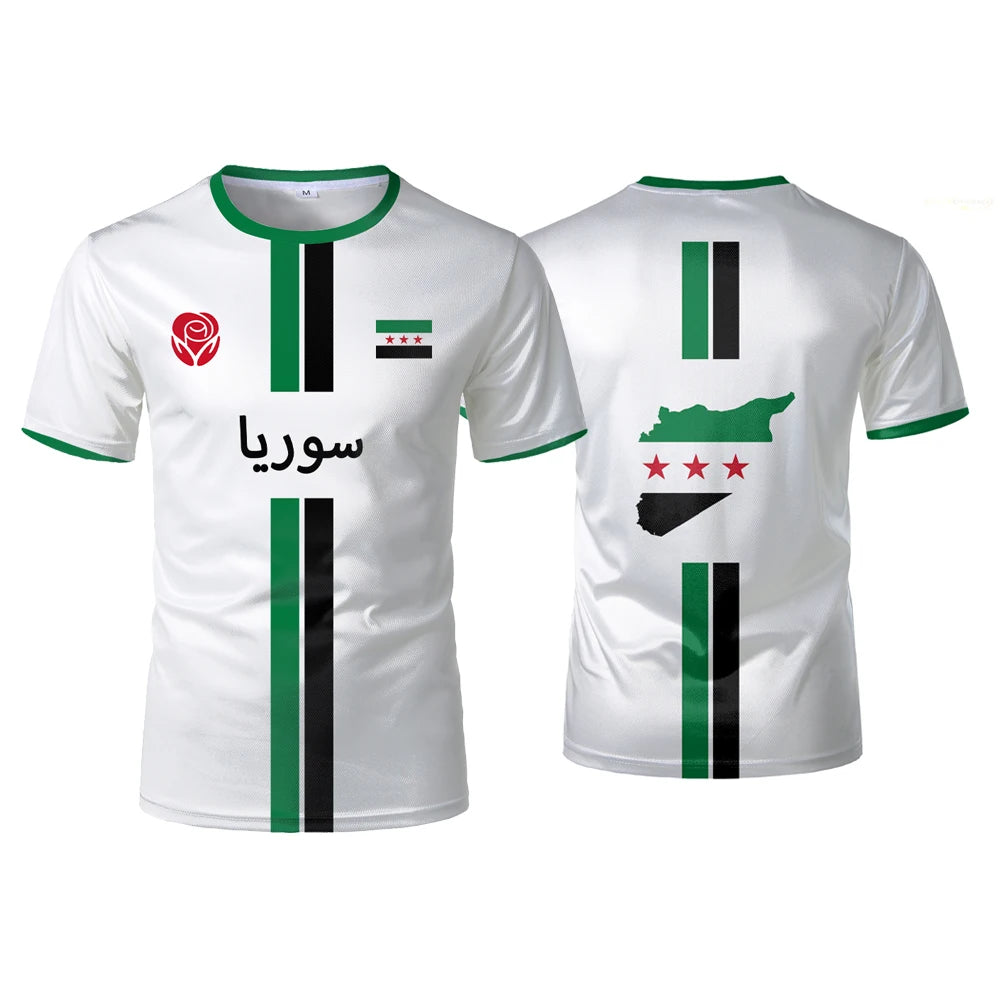 Syria Football T-Shirt Summer Sports Breathable Quick-drying Men's Tops Syrian Flag Map Print Short Sleeve Jersey Kid's Clothes NovaCart