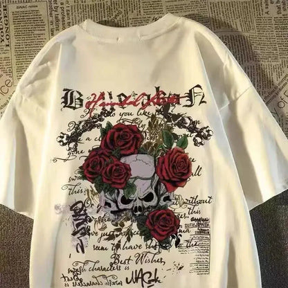 💀 Pure Cotton Retro Skull Print T-Shirt FitiqueFit