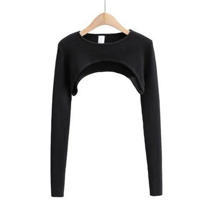 T-shirts Women Long Sleeve Crop Top Spring Autumn Y2k Aesthetic Clothes O-neck Black White Sexy Harajuku Knitted Tshirt 2023 NovaCart