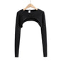 T-shirts Women Long Sleeve Crop Top Spring Autumn Y2k Aesthetic Clothes O-neck Black White Sexy Harajuku Knitted Tshirt 2023 NovaCart