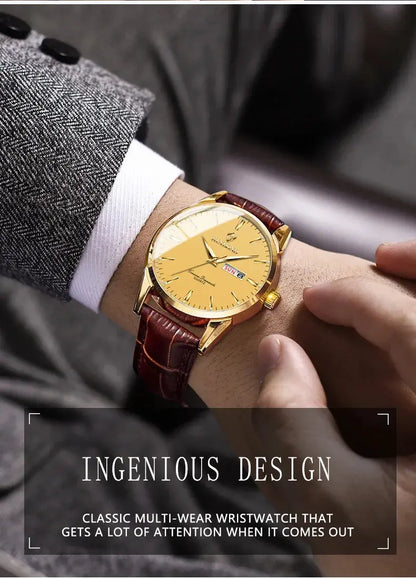 BINBOND Top Luxury Brand Fashion Watch For Men Waterproof Clock Man Date Quartz Wrist Watches Leather Strap Business Man Watch NovaCart