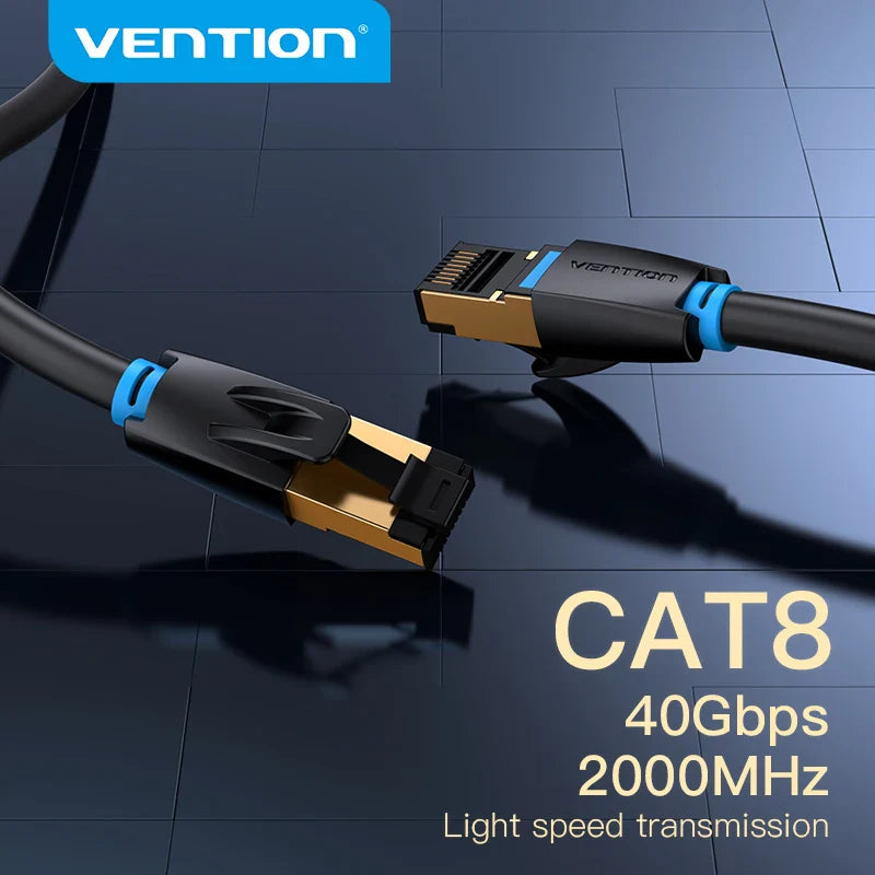 Vention Cat8 Ethernet Cable SFTP 40Gbps 2000MHz Cat 8 RJ45 Network Lan Patch Cord for Router Modem Internet RJ 45 Ethernet Cable Pi-Mart