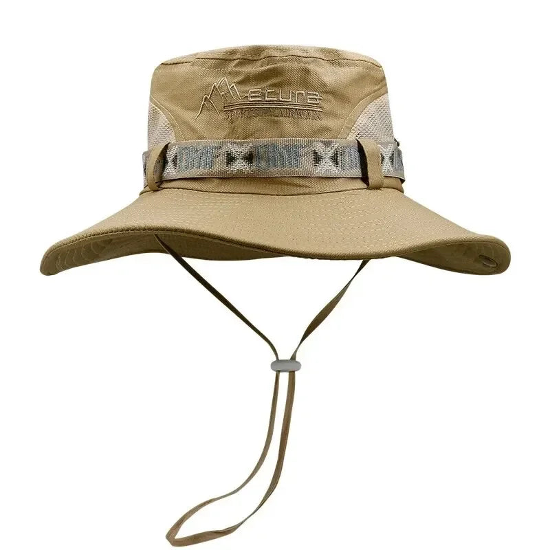 1Set bucket hat Summer Men UV Protection Hiking Beach Sunscreen Cap Bucket Hats Summer Hunting Hat Mesh Fisherman Safari Hat Pi-Mart