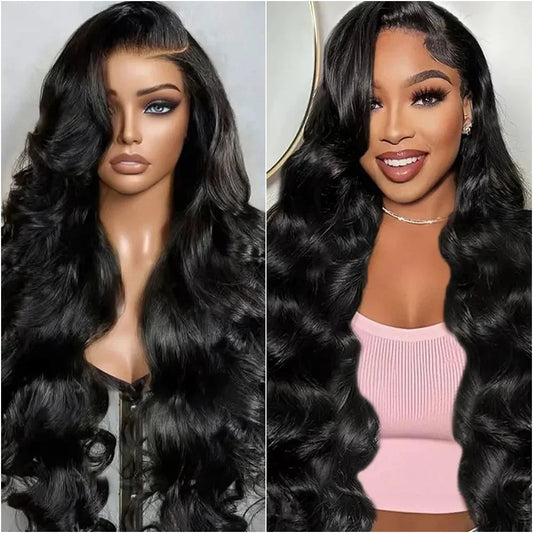 Body Wave 13x6 HD Transparent Lace Front Human Hair Wig 40 Inch Pre Plucked 220 Density 5x5 Glueless Lace Frontal Wigs for Women Pi-Mart
