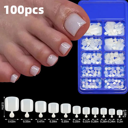 120pcs/Box French Tip Press-On Toenails Pink Color System Square Shape Foot Nails Short Length Glossy Finish False Toe Nails Set NovaCart