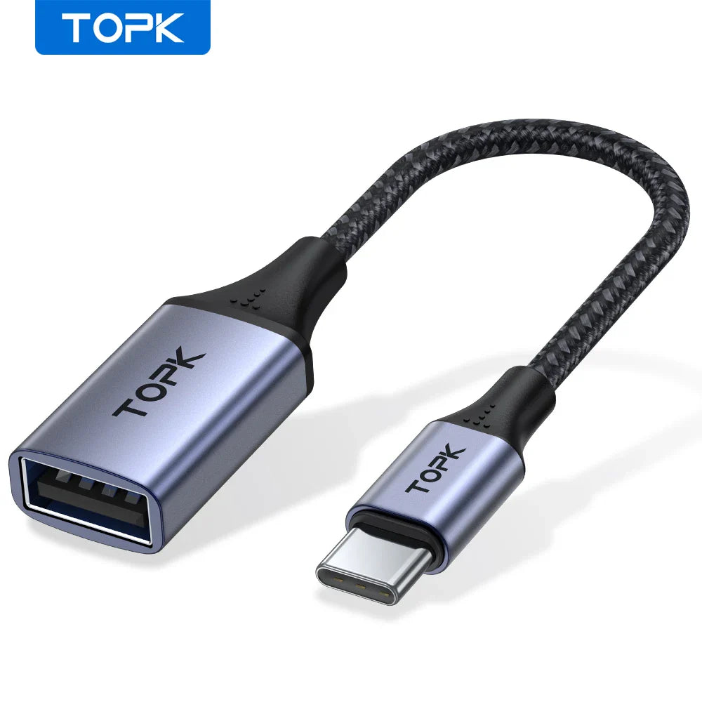TOPK USB C to USB A Dapter OTG Cable Type C Male to USB 3.0 2.0 Female Cable for MacBook Pro Samsung Type C Adapter Pi-Mart