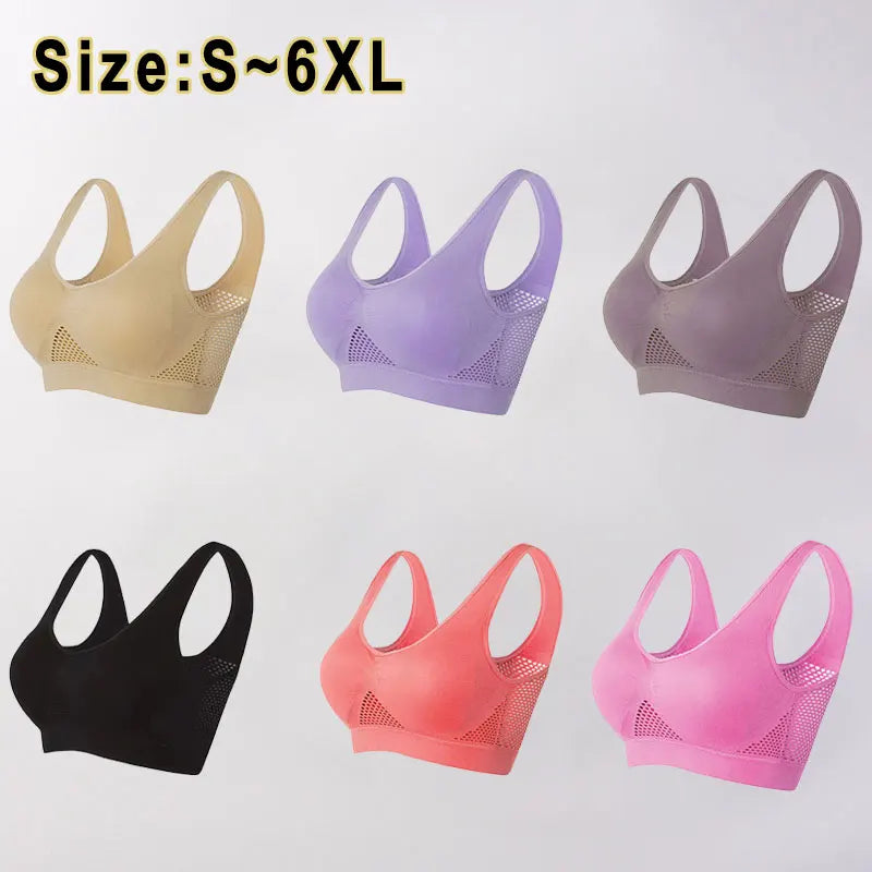 Sport Bra Top Breathable Brassieres Removable pad Sports bras Woman Running Gym Clothing Wireless Underwear For Women Yoga Bra Pi-Mart
