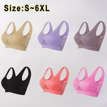 Sport Bra Top Breathable Brassieres Removable pad Sports bras Woman Running Gym Clothing Wireless Underwear For Women Yoga Bra Pi-Mart