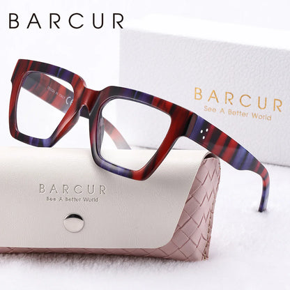 BARCUR Large Fashionable Frame Pink Reading Glasses for Women – Stylish Square Thick Frame Eyewear with Multi-Degree Options for Men & Women – Lightweight Blue Light Blocking Computer Glasses with White Gift Box for Home Office & Study Stevvex