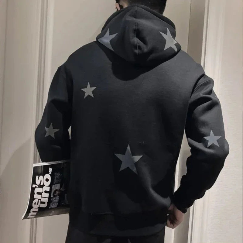 Hoodies Graphic Sweatshirt for Men Black Hip Hop Male Clothes Loose Luxury Aesthetic Emo 90s Vintage Simple Winter S Warm Hooded NovaCart