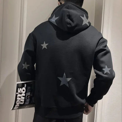 Hoodies Graphic Sweatshirt for Men Black Hip Hop Male Clothes Loose Luxury Aesthetic Emo 90s Vintage Simple Winter S Warm Hooded NovaCart