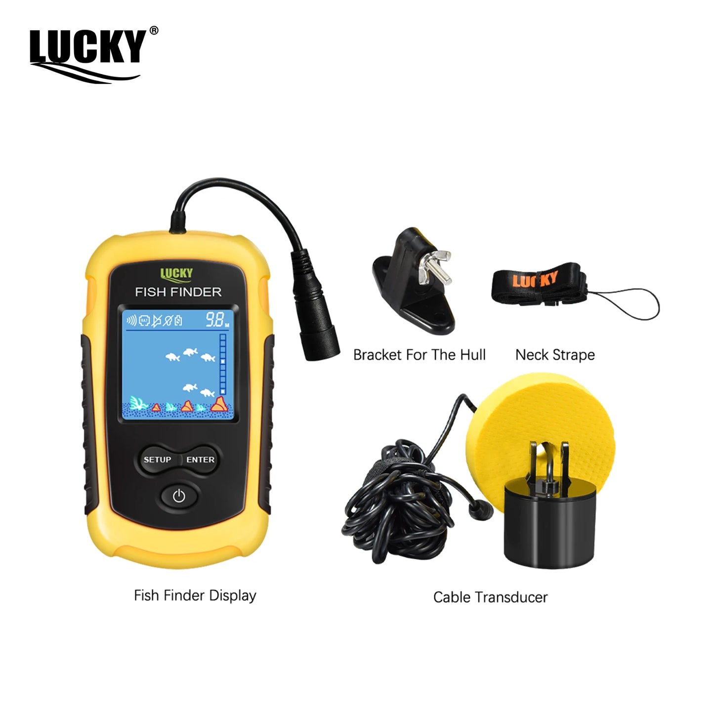 FFC1108-1 Alarm 100M Portable Sonar Fish Finders 45 degrees Sonar Coverage Echo Sounder Alarm Transducer Lake Sea Fishing NovaCart