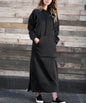 Hoodies Dress For Women Fashion 2025 Hem Lace-up Midi Robe Hooded Long Dress Autumn Winter Warm Casual Loose Sweatshirt Vestidos NovaCart
