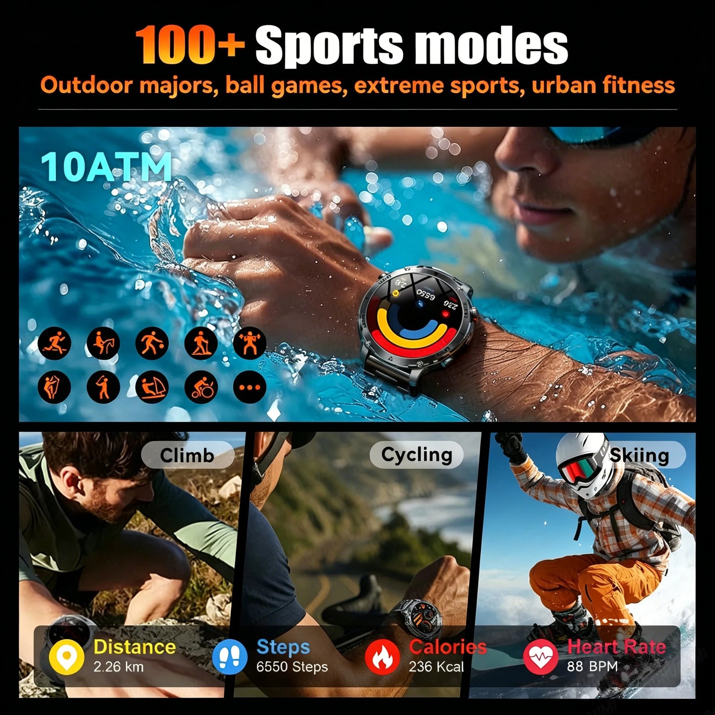 2026 New GPS Smart Watch For Men 1400mAh Battery Outdoor Sports Compass Watches Bluetooth Call IP68 Waterproof Smartwatch gift NovaCart