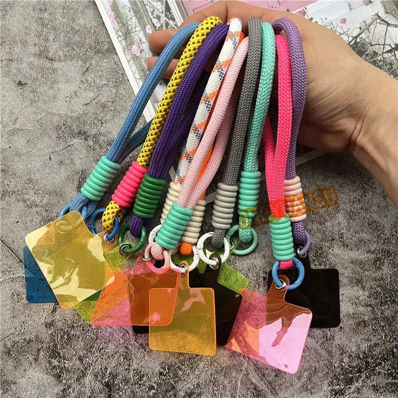 Wrist Strap for Phone Contrasting Colors Lanyard Keys Metal Keyring Accessories With Patch Cellphone Charm Luxury Hand Strap NovaCart