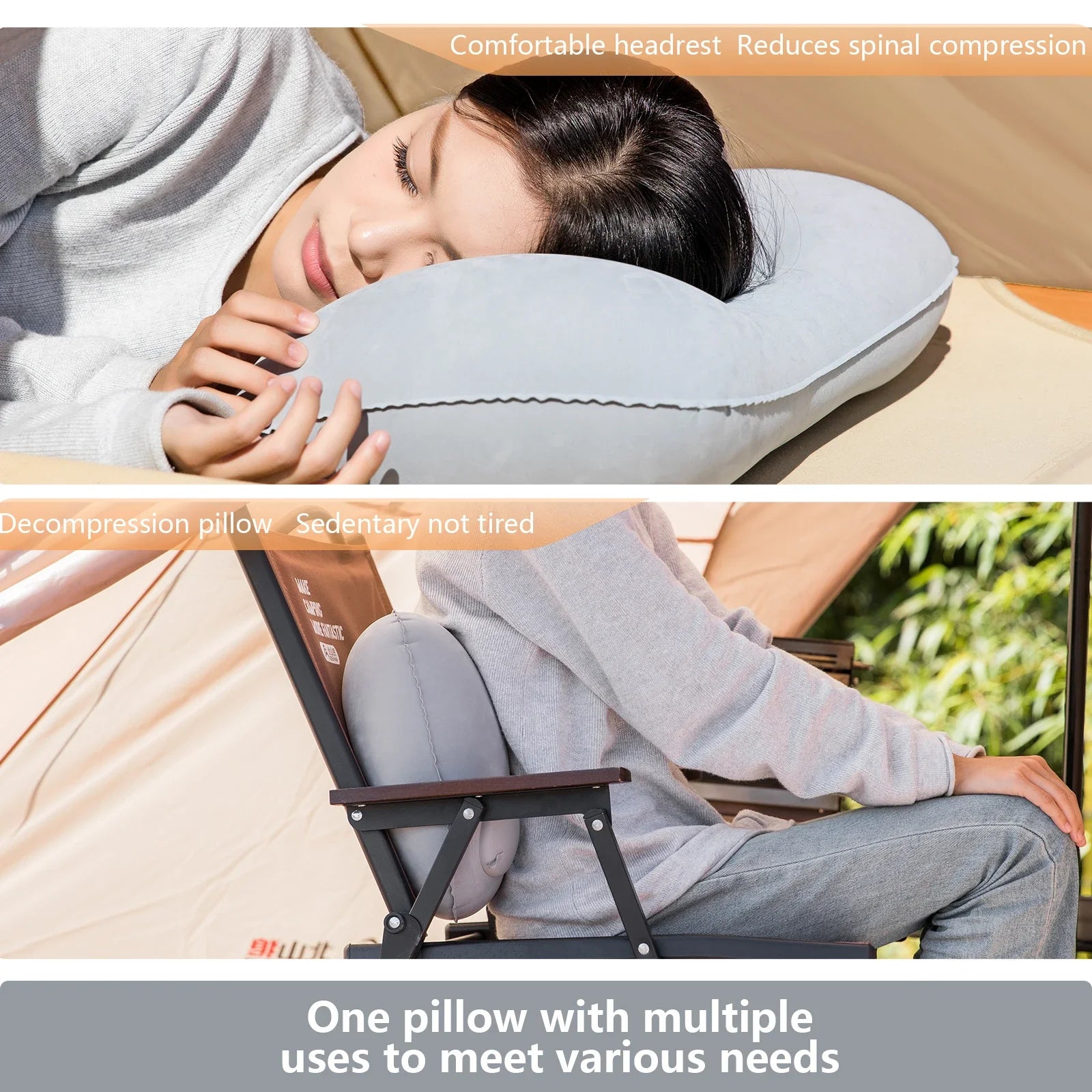 BISINNA Camping Inflatable Pillow Portable Ultralight Travel Hiking Air Sleeping Pillow for Neck and Lumbar Support Pi-Mart
